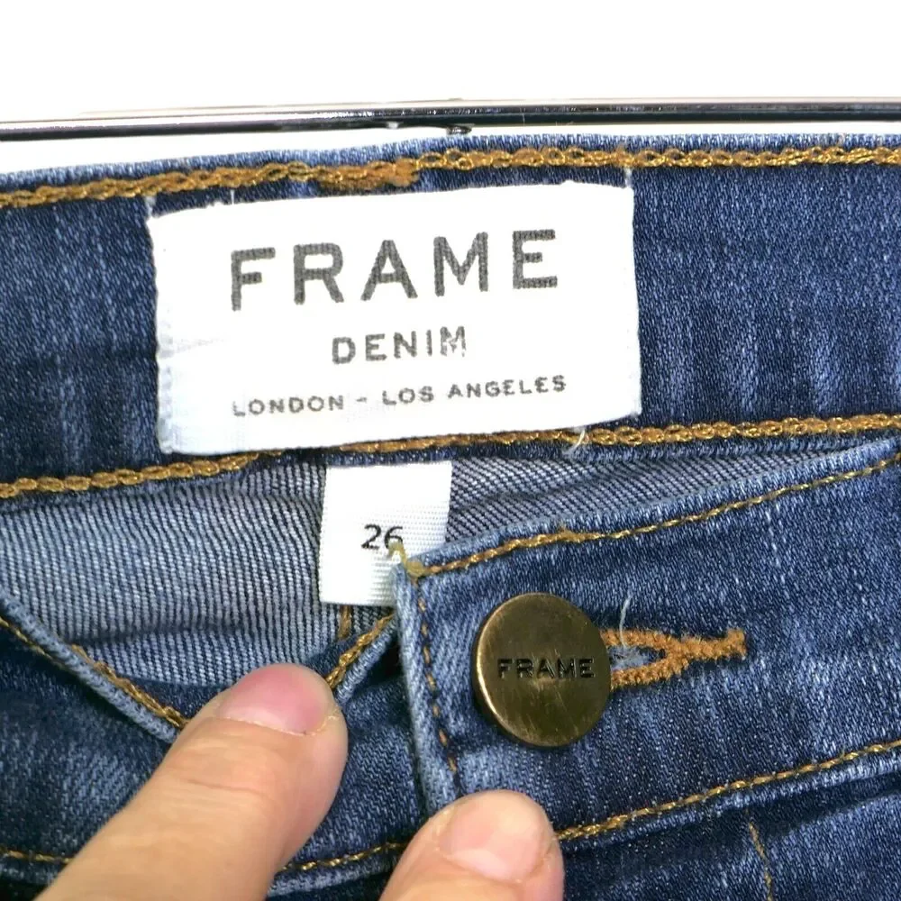 FRAME Denim Le High Skinny Jeans Womens Sz 26 Blue Medium Wash Denim Made in USA